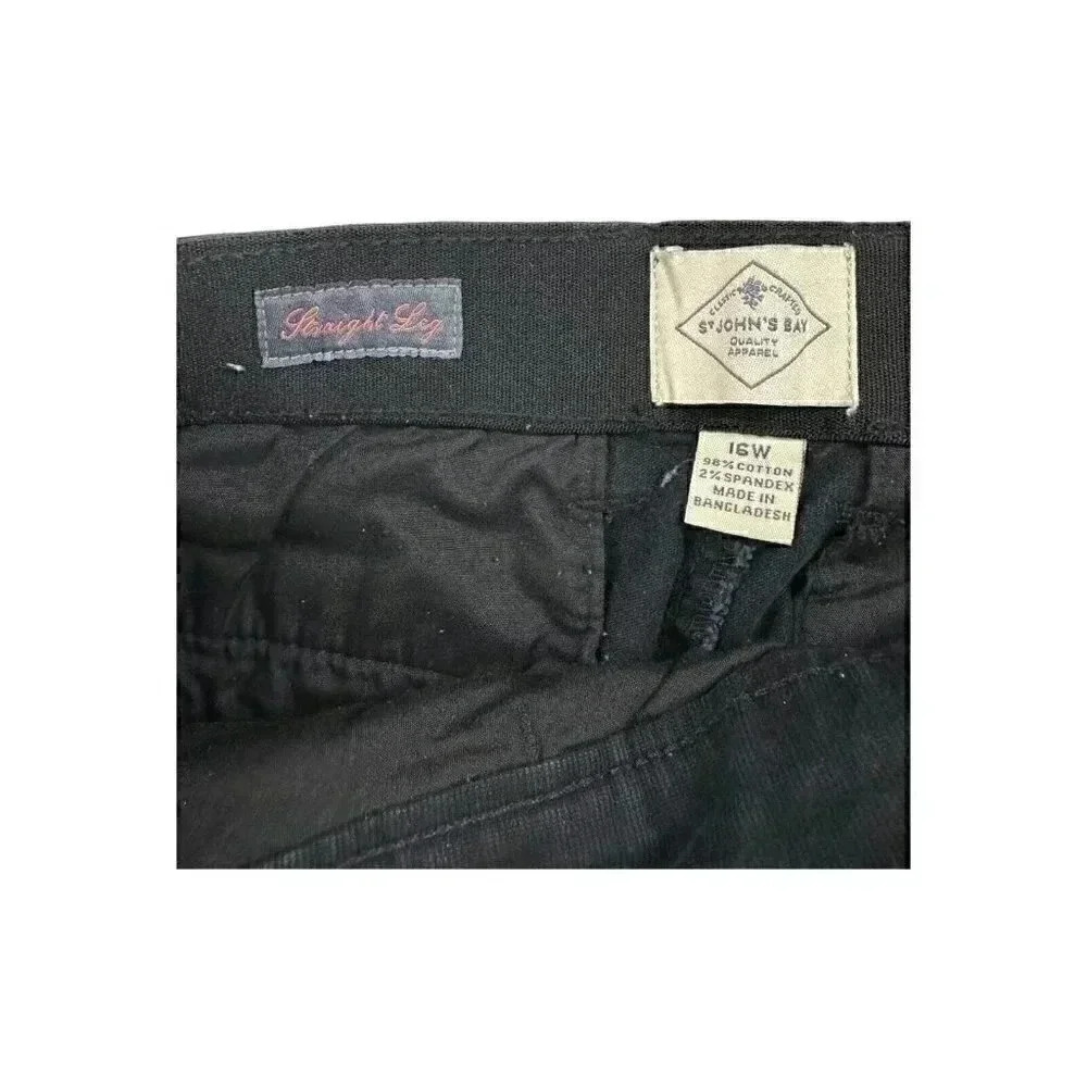 St. johns bay Women’s flat front black straight leg trousers plus size 16W - Picture 5 of 10